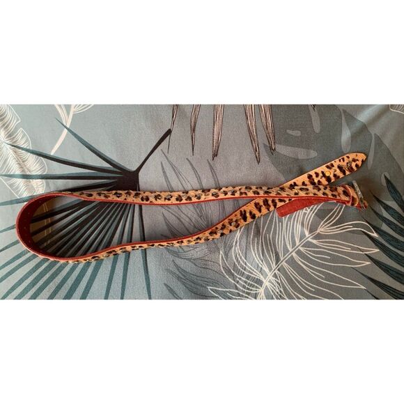 Zadig & Voltaire pony hair & leather leopard print stud HAND MADE Belt sz L